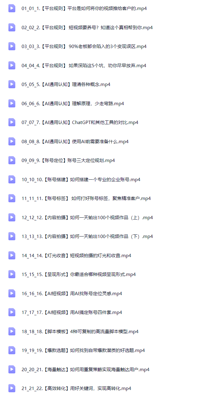AI短视频运营课｜获客实战+剪辑教程（零基础快训营+涨粉技巧+资源包下载）【Bg-0128】