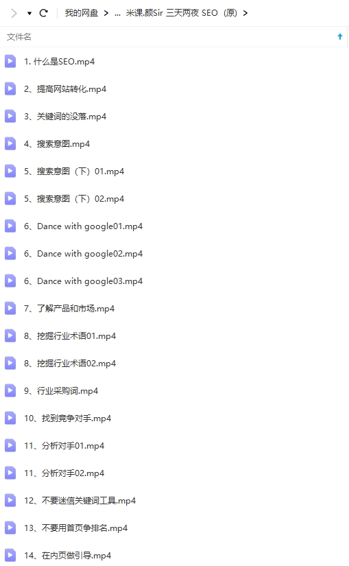 米课.颜Sir 三天两夜 学SEO系列教程，价值9600元，跨境人都在学 【Ag-0056】