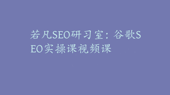 若凡SEO研习室：谷歌SEO实操课视频课【Aa-0066】
