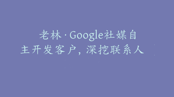 老林·Google社媒自主开发客户，深挖联系人【Ab-0052】