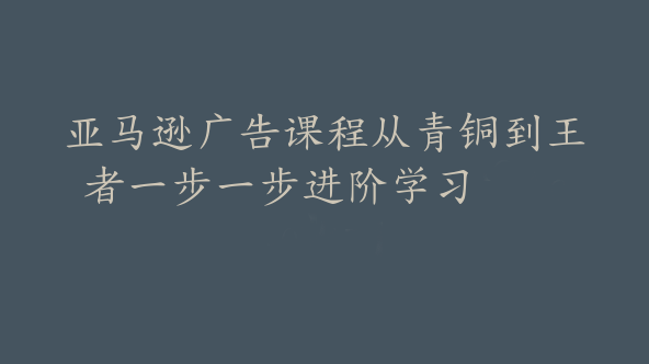 亚马逊广告课程从青铜到王者一步一步进阶学习【Ac-0045】