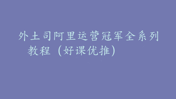 外土司阿里运营冠军全系列教程（好课优推）【Af-0001】