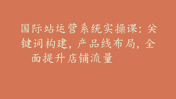 国际站运营系统实操课：关键词构建，产品线布局，全面提升店铺流量【Af-0028】
