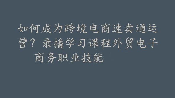 如何成为跨境电商速卖通运营？录播学习课程外贸电子商务职业技能【Af-0029】