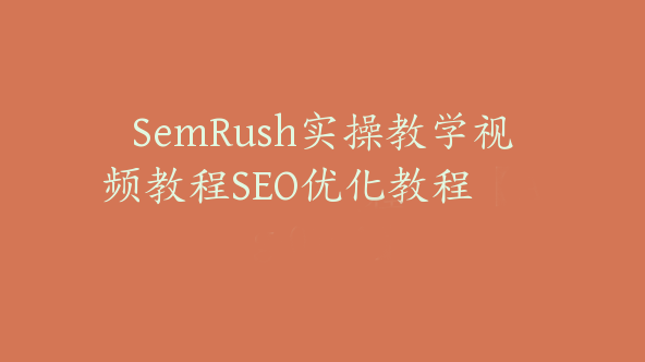 SemRush实操教学视频教程SEO优化教程【Ag-0164】