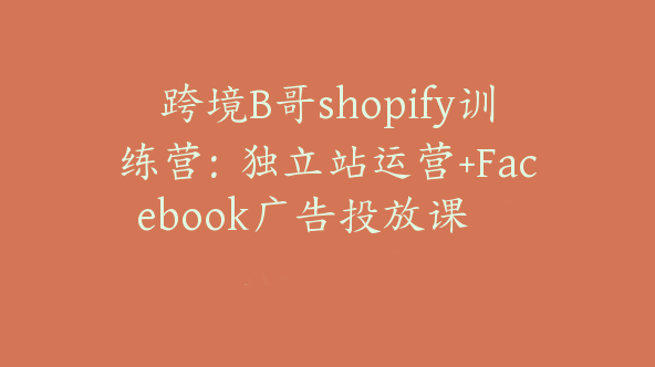 跨境B哥shopify训练营：独立站运营+Facebook广告投放课 【Aa-0003】