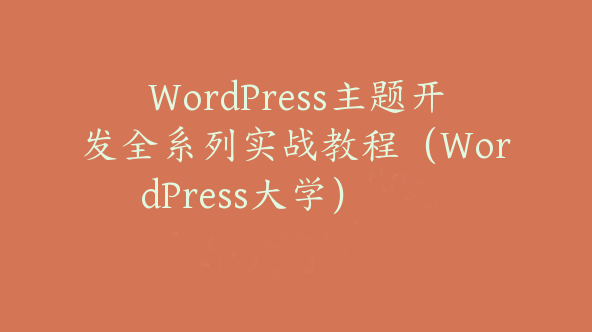 WordPress主题开发全系列实战教程（WordPress大学）【Aa-0007】
