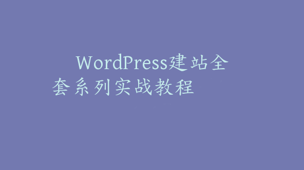 WordPress建站全套系列实战教程【Aa-0008】