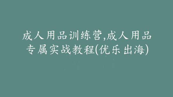成人用品训练营,成人用品专属实战教程(优乐出海)【Aa-0012】