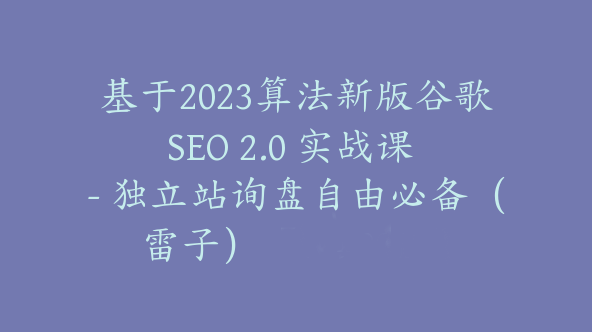 基于2023算法新版谷歌SEO 2.0 实战课 – 独立站询盘自由必备（雷子）【Aa-0017】