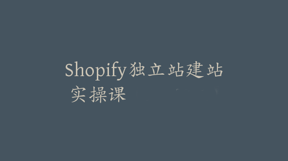Shopify独立站建站实操课【Aa-0021】
