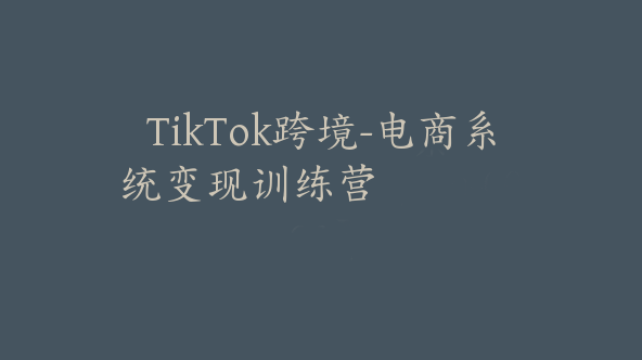 TikTok跨境-电商系统变现训练营【Aa-0022】