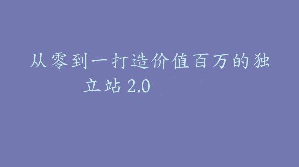从零到一打造价值百万的独立站 2.0【Aa-0026】
