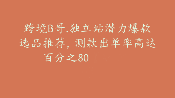 跨境B哥.独立站潜力爆款选品推荐，测款出单率高达百分之80【Aa-0029】
