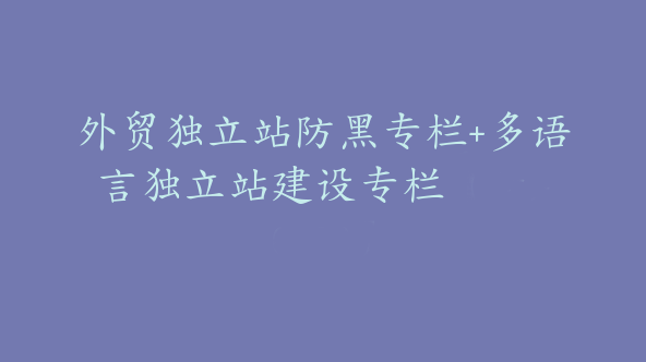 外贸独立站防黑专栏+多语言独立站建设专栏【Aa-0033】