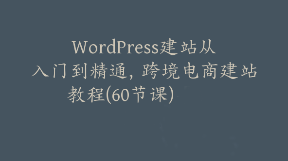 WordPress建站从入门到精通，跨境电商建站教程(60节课)【Aa-0041】