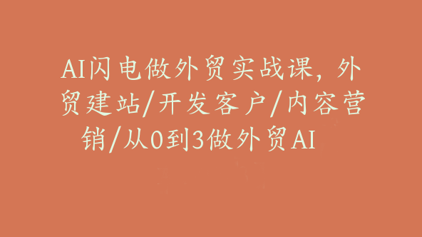AI闪电做外贸实战课，外贸建站/开发客户/内容营销/从0到3做外贸AI【Aa-0043】