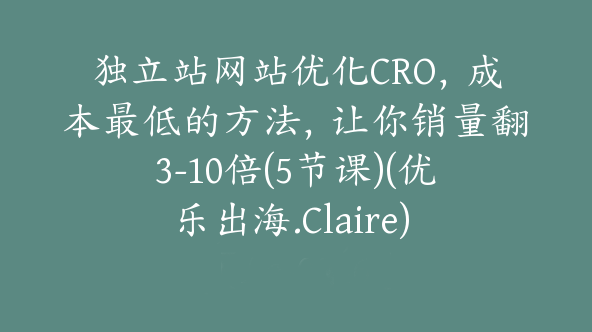 独立站网站优化CRO，成本最低的方法，让你销量翻3-10倍(5节课)(优乐出海.Claire) 【Aa-0046】
