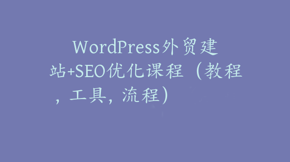 WordPress外贸建站+SEO优化课程（教程，工具，流程）【Aa-0059】
