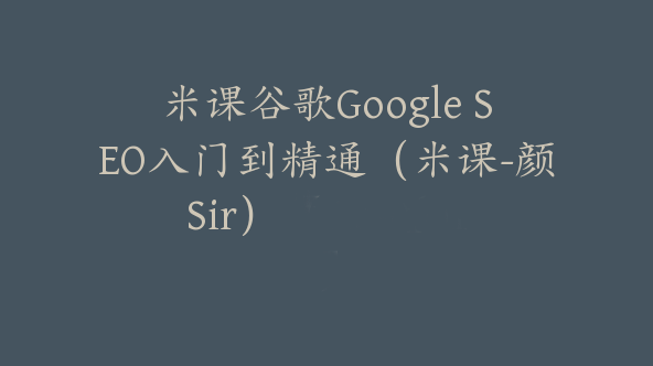 米课谷歌Google SEO入门到精通（米课-颜Sir）【Ab-0001】