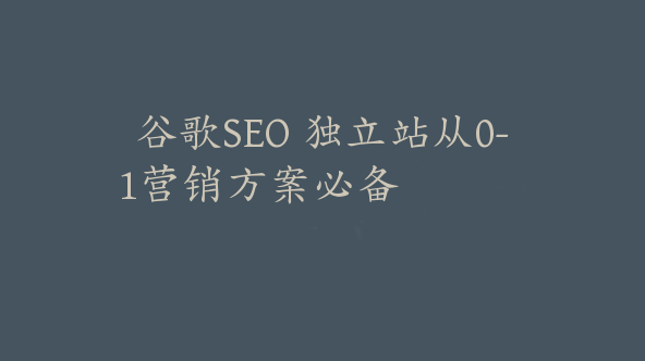 谷歌SEO 独立站从0-1营销方案必备【Ab-0058】