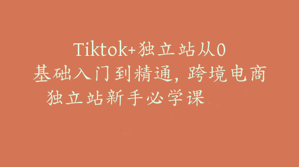 Tiktok+独立站从0基础入门到精通，跨境电商独立站新手必学课【Ad-0022】