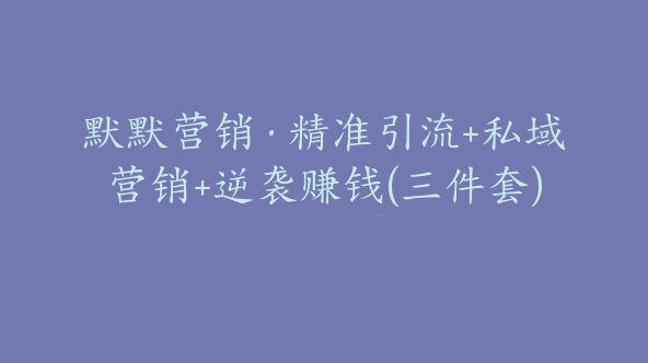 默默营销·精准引流+私域营销+逆袭赚钱(三件套)【Da-0036】