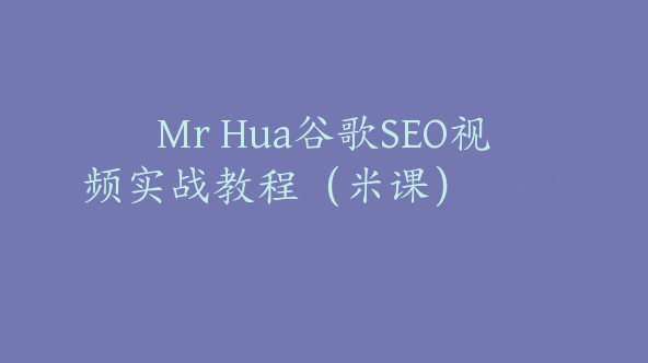 Mr Hua谷歌SEO视频实战教程（米课）【Ab-0014】