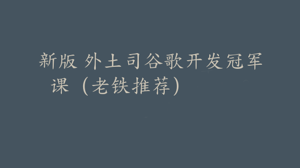 新版 外土司谷歌开发冠军课（老铁推荐）【Ab-0027】