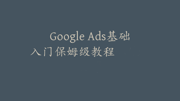 Google Ads基础入门保姆级教程【Ab-0057】