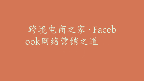 跨境电商之家·Facebook网络营销之道【Ab-0063】