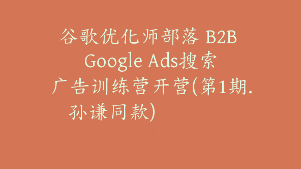 谷歌优化师部落 B2B Google Ads搜索广告训练营开营(第1期.孙谦同款)【Ab-0065】