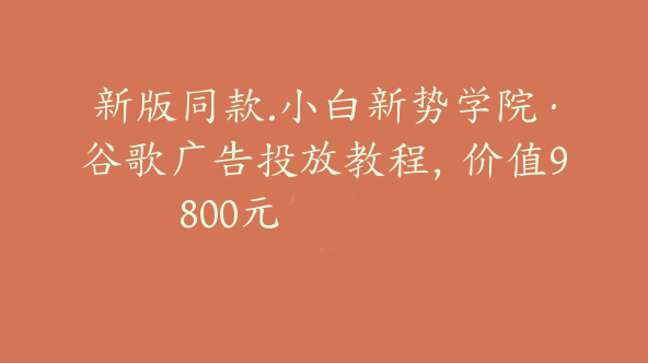 新版同款.小白新势学院·谷歌广告投放教程，价值9800元【Ab-0066】