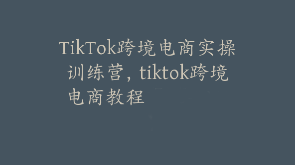 TikTok跨境电商实操训练营，tiktok跨境电商教程【Ad-0050】