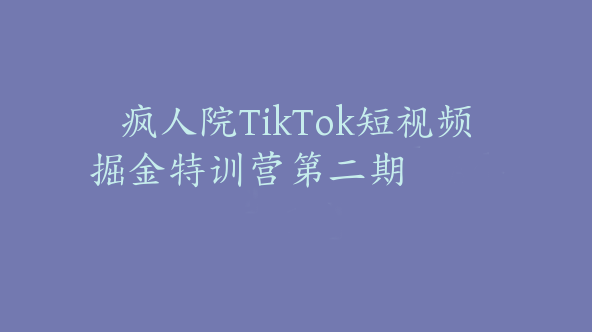 疯人院TikTok短视频掘金特训营第二期【Ad-0018】