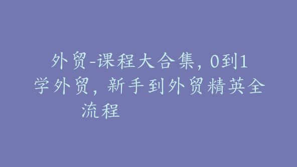 外贸-课程大合集，0到1学外贸，新手到外贸精英全流程【Ad-0021】