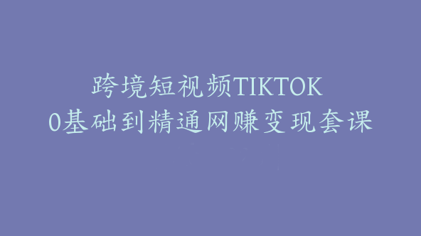 跨境短视频TIKTOK 0基础到精通网赚变现套课【Ad-0028】